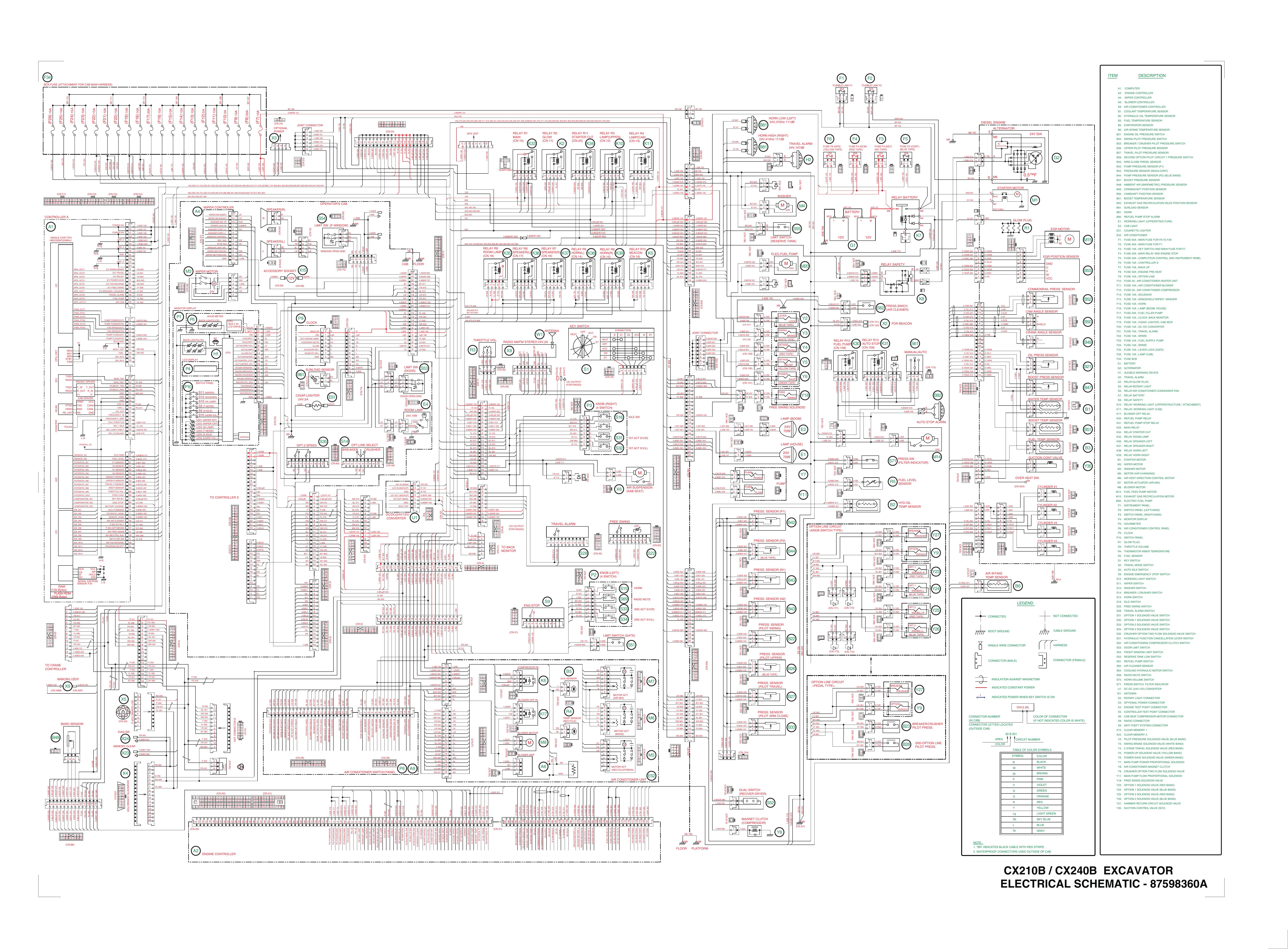 CX210B CX240B Crawler Excavator Electrical Schematic